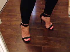 Black strappy heels mirror
