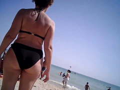 Big ass mom at beach