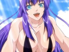 Big titted hentai babe in bikini fucked on the beach