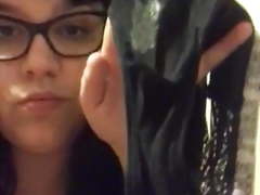 Nerdy teen panty sniffing