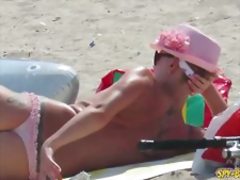 Big Boobs Amateur Beach MILFs Topless Voyeur Beach Video