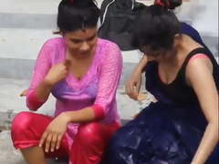 Teen Sexi Bangladeshi two Girls take open bath in a pond