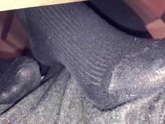 GF gives sockjob in smelly socks!