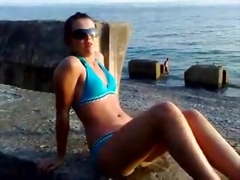 Flasher jerking off on beach girl filming  3489