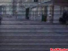 Stockinged Dutch hooker takes cum in mouth