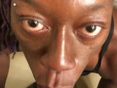Ebony whore blows me deepthroats then swallows
