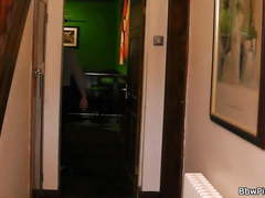 Big tits blonde spreads her legs on the table