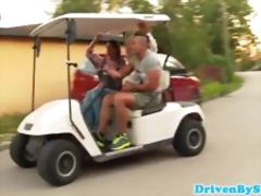 Threeway ladies fucked and jizzed in jacuzzie