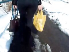 Huge butt housewife in dark jeans 2