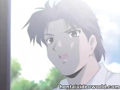 Hentai gal rewarding her saver with sex