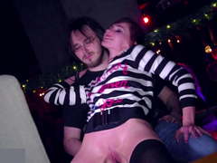 Jeny Smith bottomless in a disco