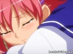 Sexy anime girl fucked with dildo and with rod