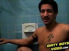 Horny Justin strips down and strokes his juicy harc dick