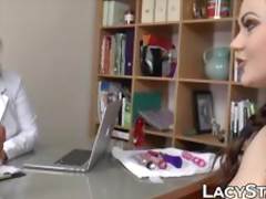 Blonde granny ties up and fucks a hot chick with sex toys