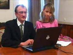 Her Tutor Helps Her With Her Homework !