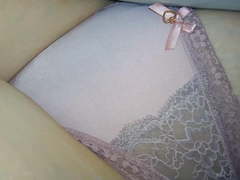 Wife Secretly filmed in Peach Satin and Lace Thong.