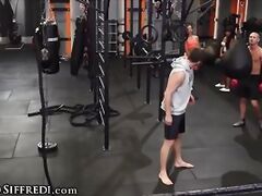 RoccoSiffredi Kiki Minaj and her Client get Destroyed by 3 Jocks at the Gym
